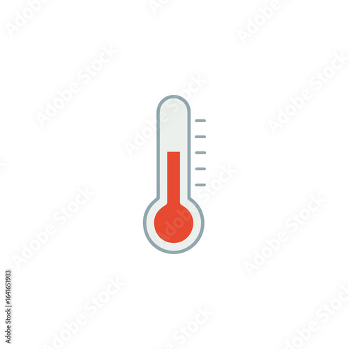 Simple flat icon of a thermometer showing high temperature