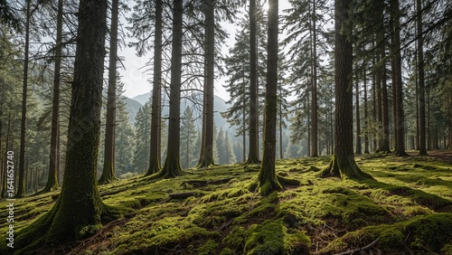 Moss-Clad Pines in a Remote...