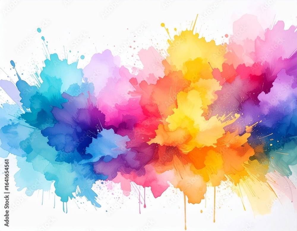 Obraz premium Digital Watercolor Effect with Colorful Brush Strokes