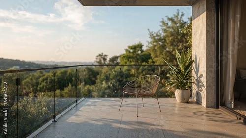 Metal chair basking in sunl...