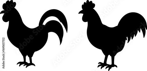 Rooster set, Set of roosters, rooster collection, Vector of rooster, rooster hen silhouette, rooster animal isolated on white background