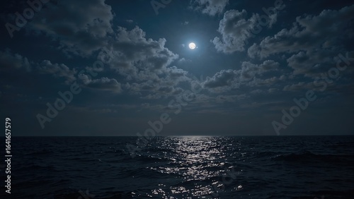 Nighttime by the ocean unde...