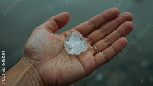 Hand revealing a hailstone ...