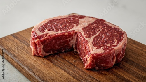 Raw marbled steak from the ...