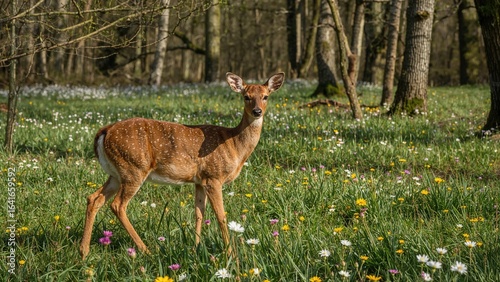 Roe deer living freely in n...