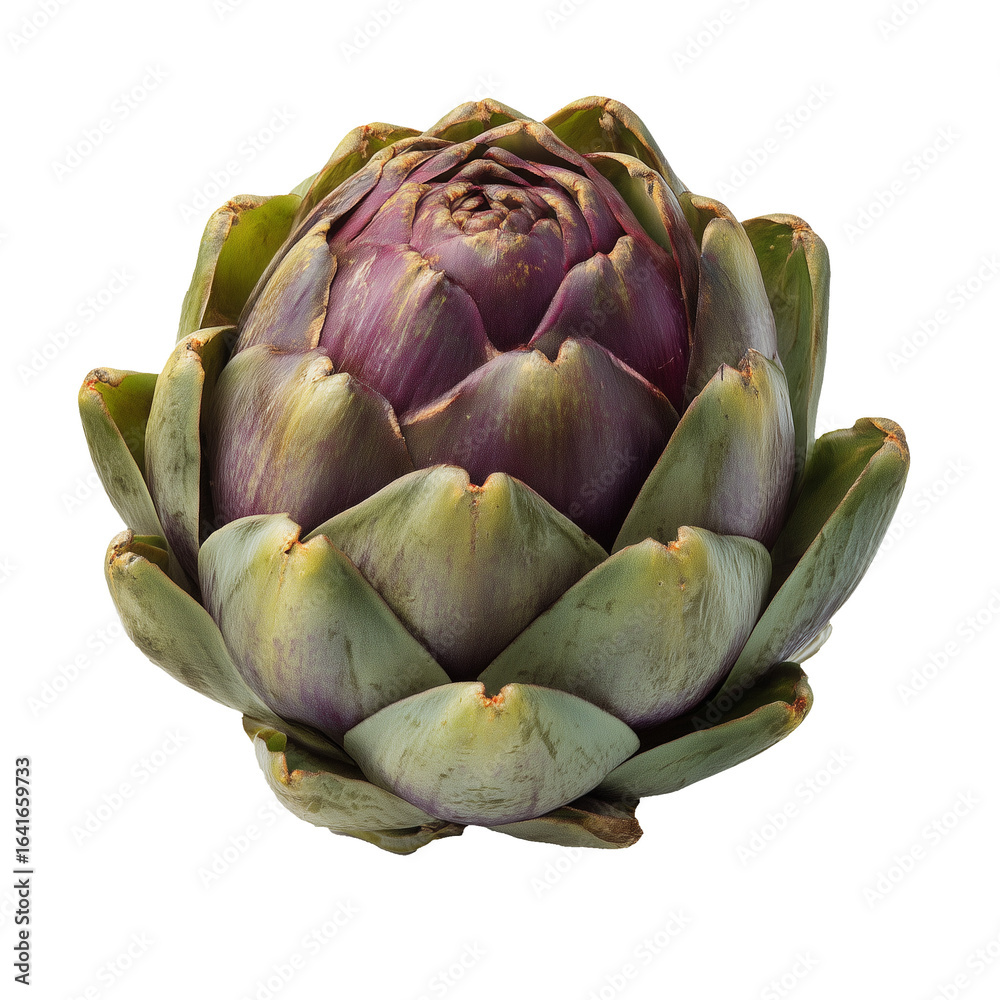 Obraz premium Fresh purple artichoke, a vibrant and nutritious vegetable, perfect for healthy eating and culinary creations on transparent background