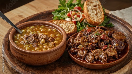 Smoked meat pea soup served...