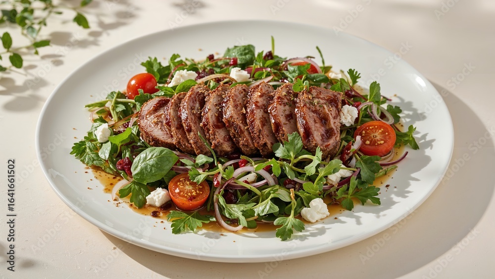 Fresh Herb and Duck Salad on a Plate Fresh Herb and Duck Salad on a Plate