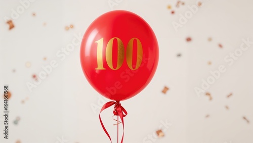 Red colored balloons featur...