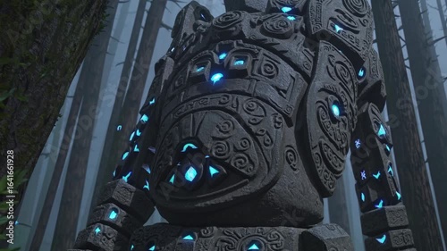 Glowing Golem in Enchanted Forest