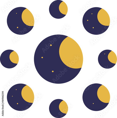Eerie Moon Phase Pattern with White Background Celestial Lunar Cycle Design