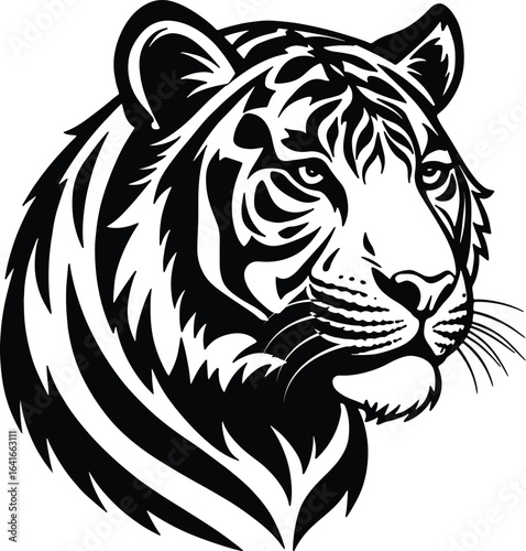 Wallpaper Mural Tiger head black silhouettte vector illustration Torontodigital.ca