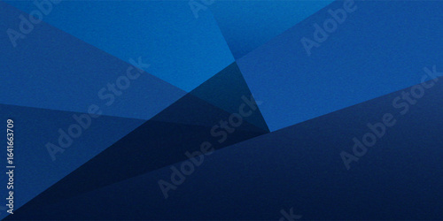 Black dark navy blue silver abstract pattern background. Geometric shape. Line triangle angle fold polygon diamond 3D. Color gradient ombre. Rough grain noise. Light shadow. Matte shimmer. Minimum.