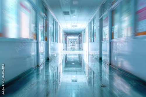Wallpaper Mural Empty, brightly lit hospital hallway, motion blur Torontodigital.ca