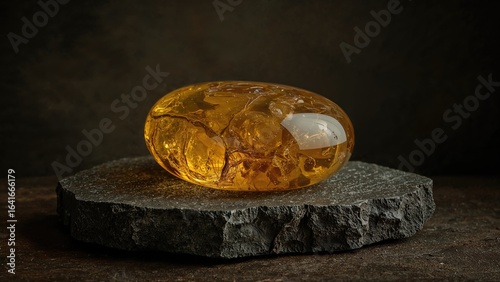 Yellow opaque amber resting...