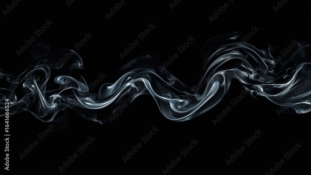 Dynamic glowing mist twists in the air on a pitch-black background. Dynamic glowing mist twists in the air on a pitch-black background.
