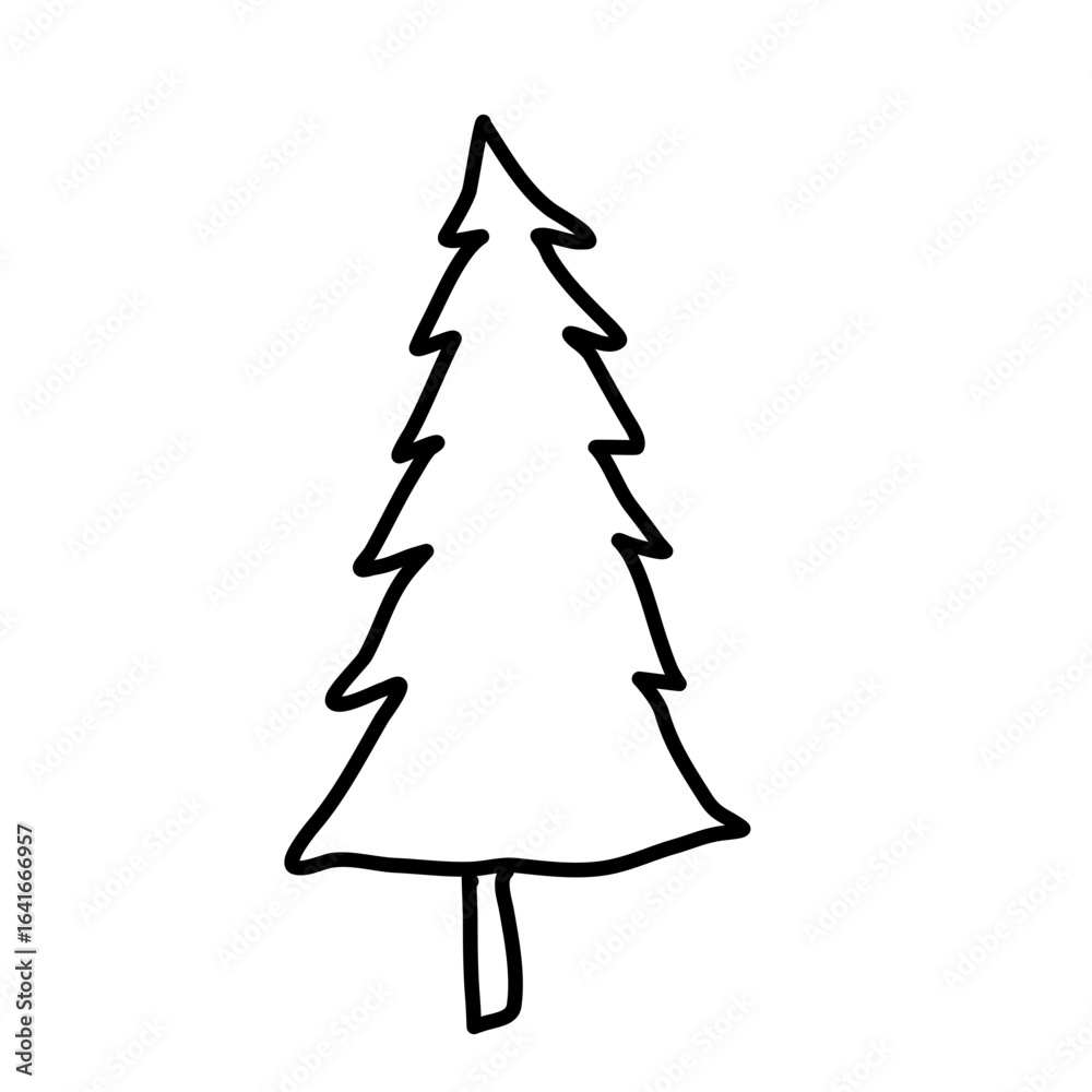 Fototapeta premium Fir tree doodle
