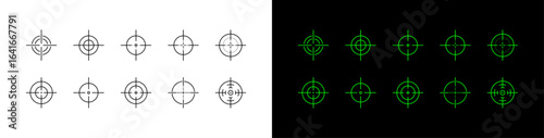 Crosshair aim target illustrations. Set of shooting crosshairs vector illustrations. Gun shooting range target icons and symbols. 