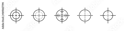 Crosshair target vector illustration set. Collection of shooting range crosshair symbols and icons. 