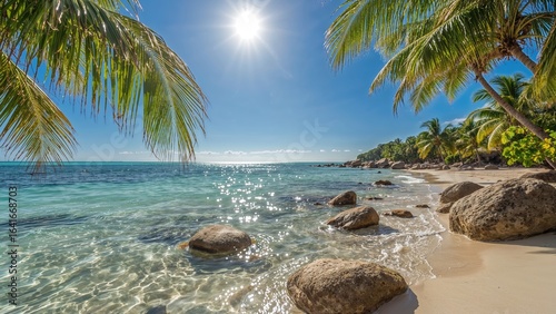 Scenic beachside rocks surr...