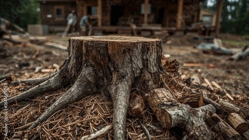 Chopped firewood stacked on...