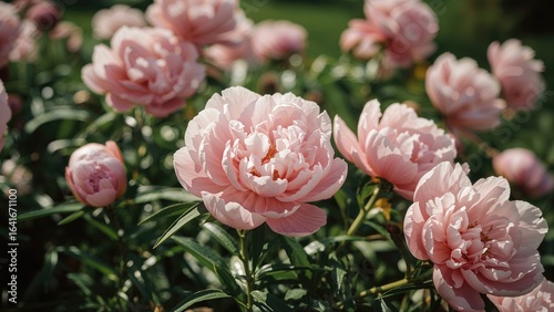 Vivid pink peonies flourish...