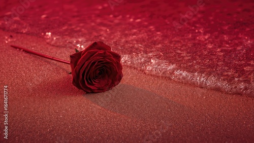 Vibrant red rose placed on ...