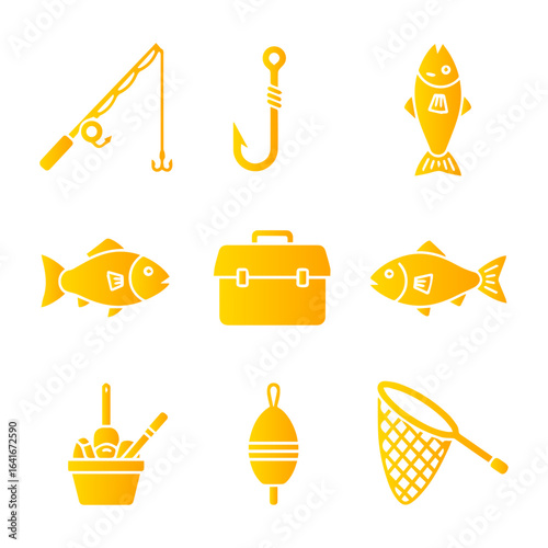 Fishing Gear Icons Collection.