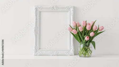 White shelf holding a marbl...