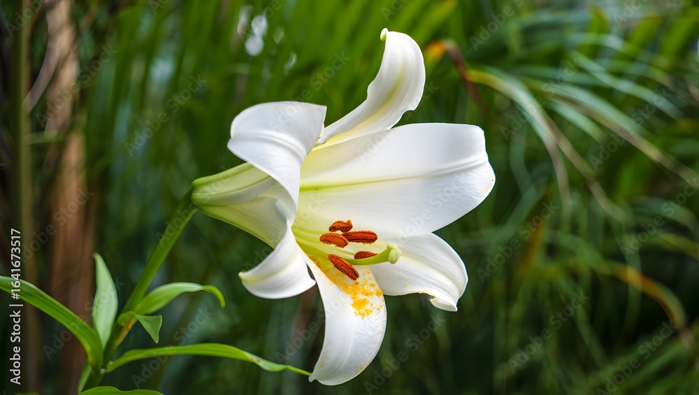 Fototapeta premium Elegant White Lily Bloom