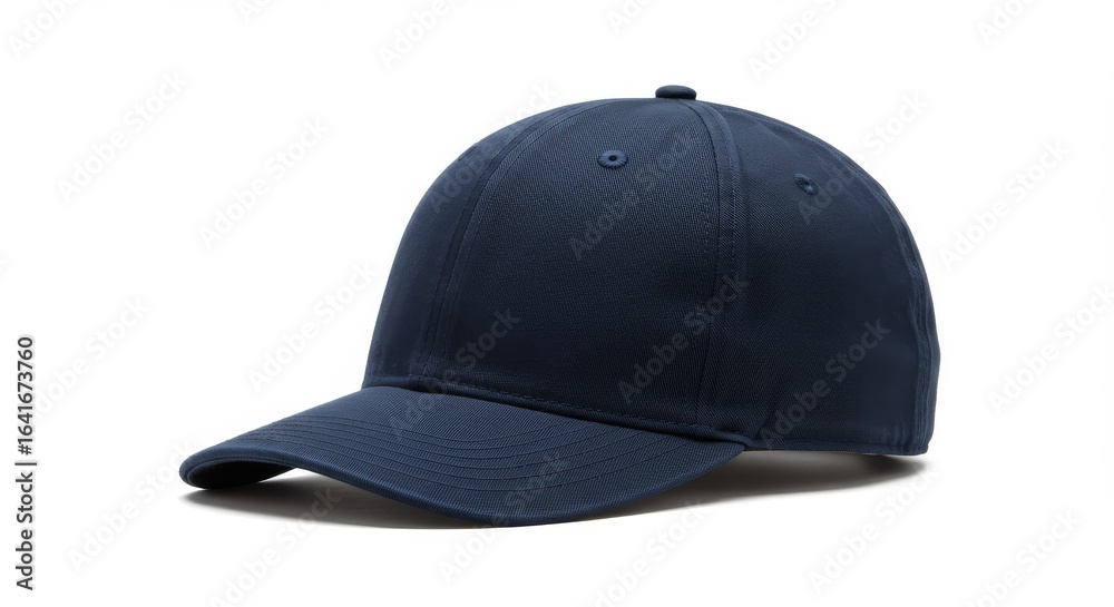 Fototapeta premium A baseball cap navy blue color studio setup plain white background 
