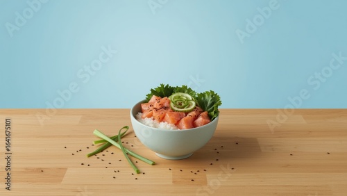 Healthy poke bowl meal with...