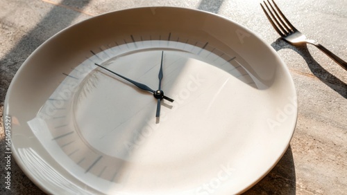 Intermittent Fasting Success Concept. A plate resembling a clock reflects the concept of time and dining.