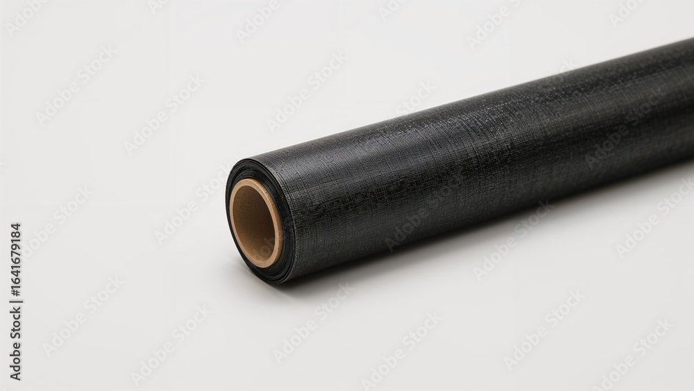Single roll of plastic wrap on plain backdrop Single roll of plastic wrap on plain backdrop