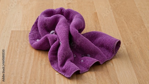 Single purple rag on a wood...
