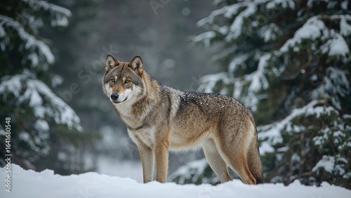 Timber wolf portrait amidst...