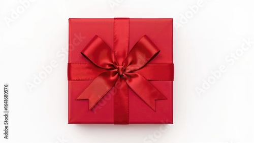Red wrapped gift adorned wi...