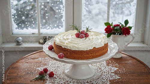 Raspberry-adorned cake pres...
