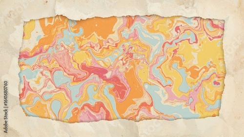 Worn multicolored paper sur...
