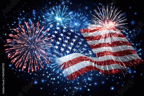 Wallpaper Mural Fireworks explode around an American flag Torontodigital.ca