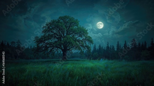 Moonlit night over a verdan...