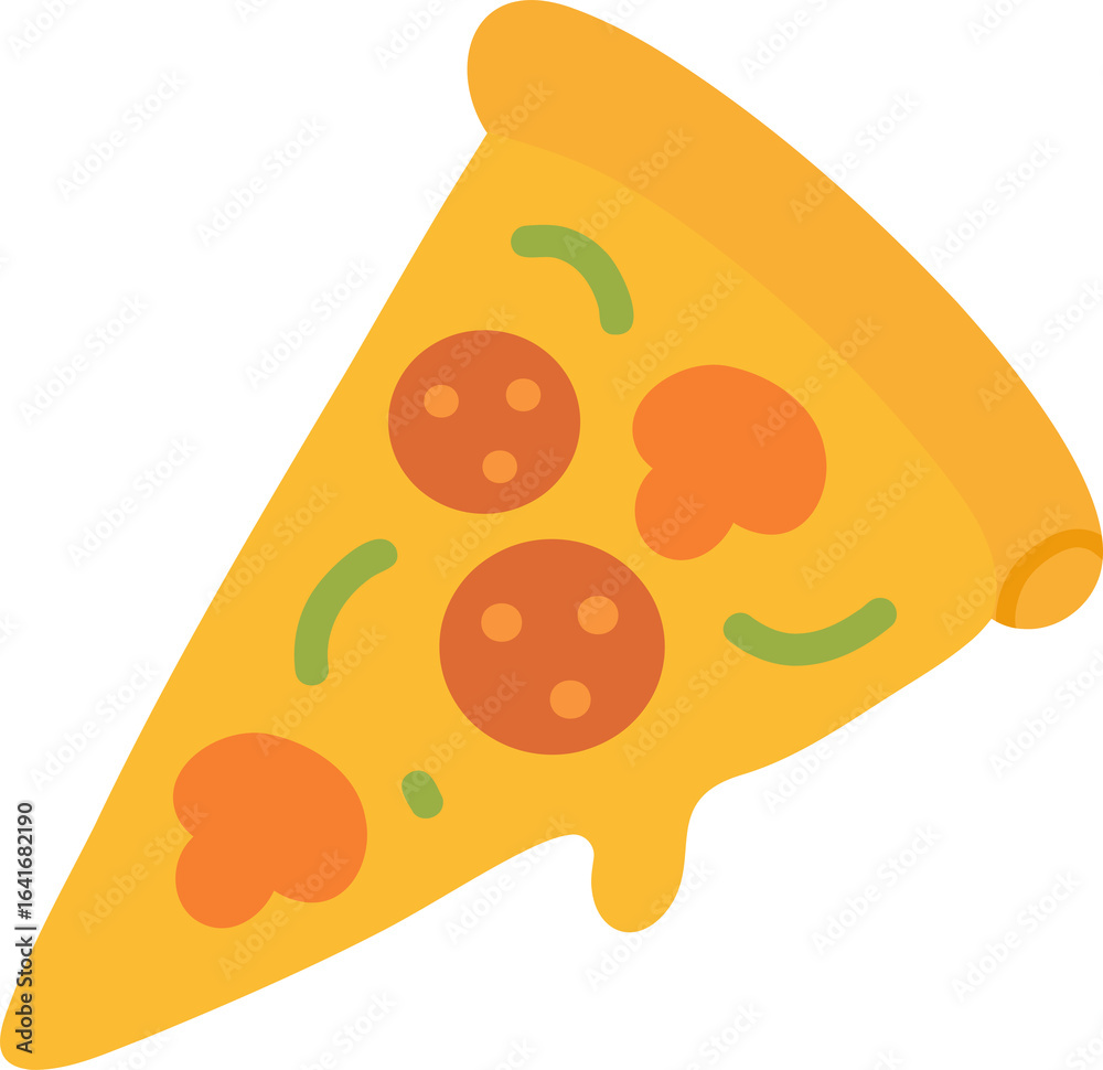 Fototapeta premium Flat Design Pizza Slice with Pepperoni