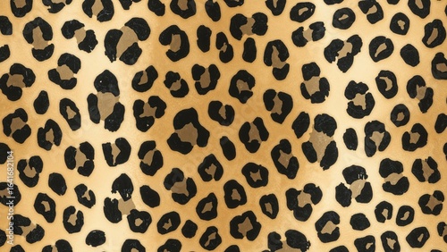 Continuous Hand-Painted Watercolor Animal Skin Leopard Pattern