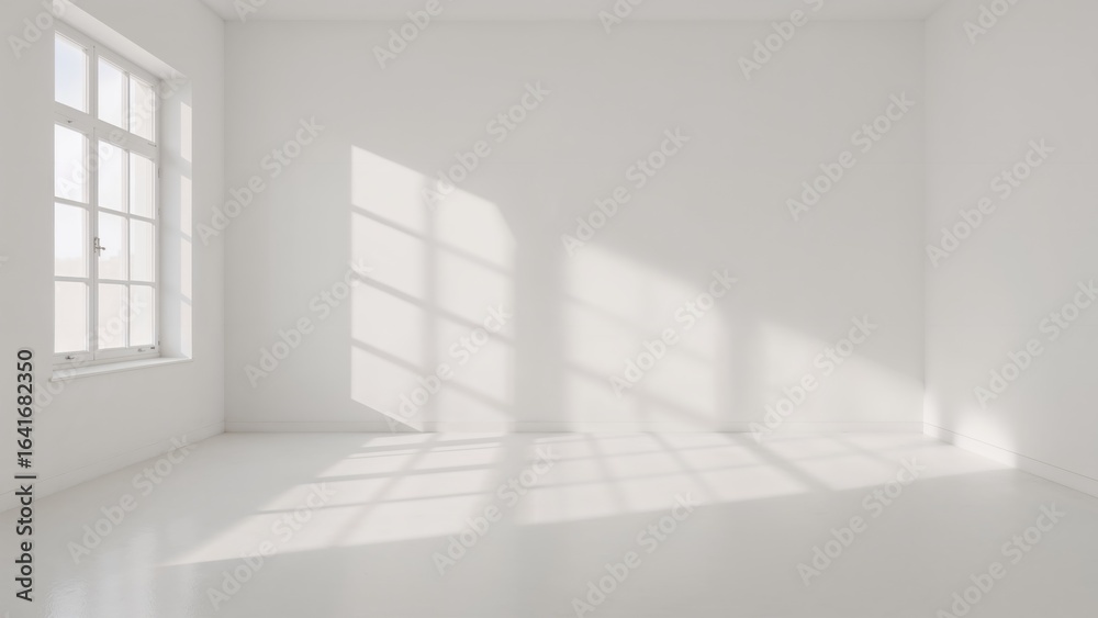 Fototapeta premium Simple White Studio with Flowing Light and Shadow Patterns