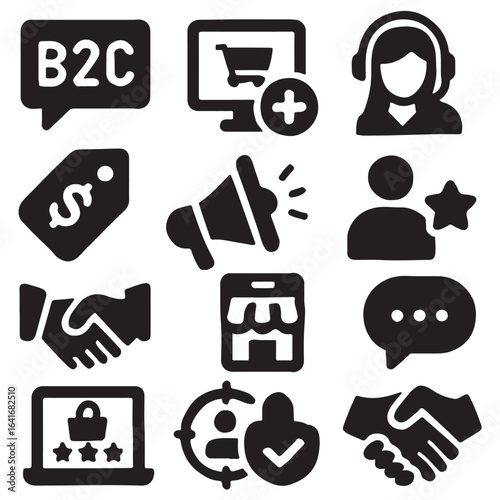 B2C icon set vector illustration