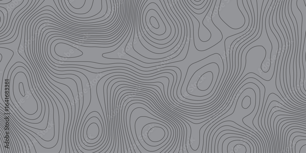 Fototapeta premium Abstract gray contour line pattern background resembling topographic map. Modern minimal design texture for wallpaper, surface, and digital projects. Seamless geometric artistic background.