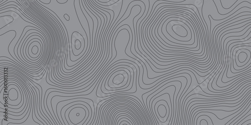Abstract gray contour line pattern background resembling topographic map. Modern minimal design texture for wallpaper, surface, and digital projects. Seamless geometric artistic background.