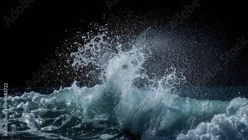 Powerful ocean wave crashin...