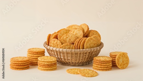 Round Rice-Based Crackers