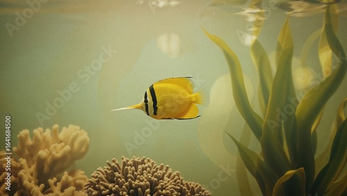 Yellow Chaetodon fish in a ...
